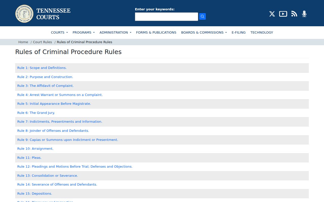 Campbell County bench warrant reference: Tennessee criminal rules index