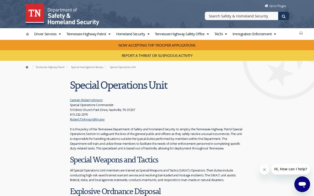 Campbell County arrest warrant service context: official Tennessee special-operations page