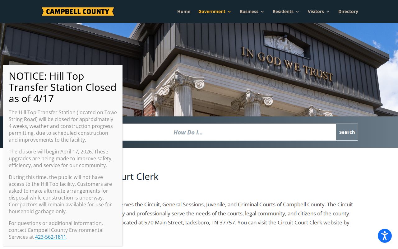 Campbell County bench warrant routing: official Circuit, Criminal, and General Sessions court page